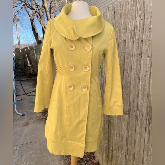 🦋Etoile Yellow Double-Breasted Women's Coat Size L (AA2) - Picture 1 of 9